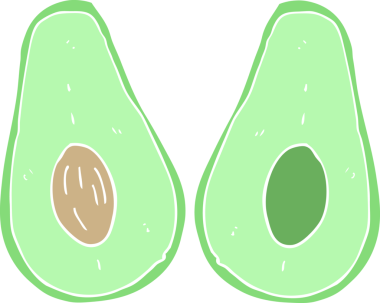 Bir insan tarafından çizilen avokadonun düz renk çizimi
