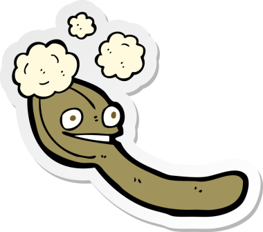 Bir insan tarafından çizilmiş karikatür kaşığının çıkartması.