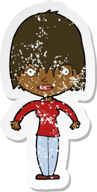 Bir insan tarafından çizilmiş karikatür kadın etiketi.