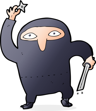 bir insan tarafından çizilmiş ninja çizgi filmi