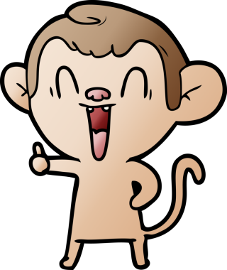 Bir insan tarafından çizilmiş gülen maymun çizgi filmi