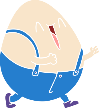 Humpty dumpty düz renkli karikatür yumurta adam bir insan tarafından çizildi