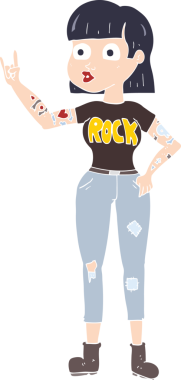 Bir insan tarafından çizilen düz renkli taş kız çizimi