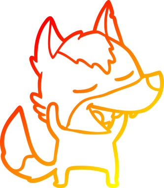 Bir insan tarafından çizilmiş gülen bir kurt çizgi çizimi.