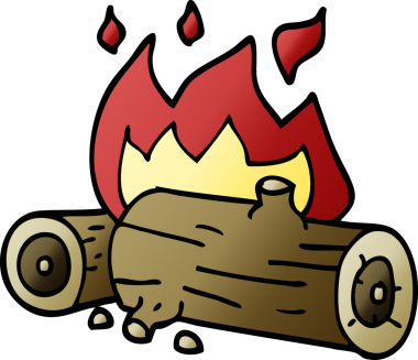 Bir insan tarafından çizilmiş karalama yanan kütükler.