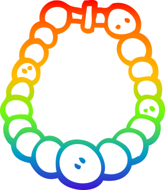 Bir insan tarafından çizilmiş beyaz inci bir kolyenin çizgi çizimi.