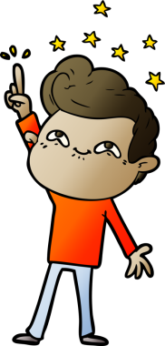 Bir insan tarafından çizilmiş heyecanlı bir çizgi film.