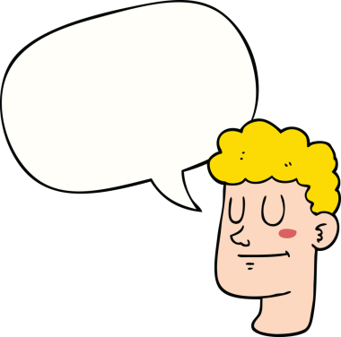 Bir insan tarafından çizilmiş konuşma baloncuğu olan erkek yüzü.