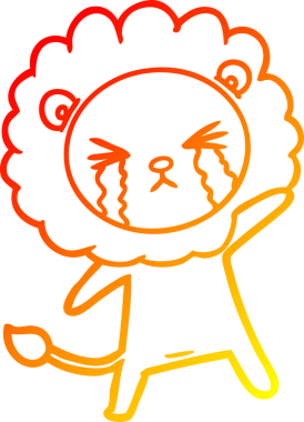 Bir insan tarafından çizilmiş, ağlayan bir aslanın çizgi çizimi.