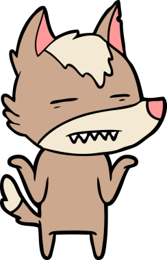 Bir insan tarafından çizilen dişleri gösteren bir kurt çizgi filmi.