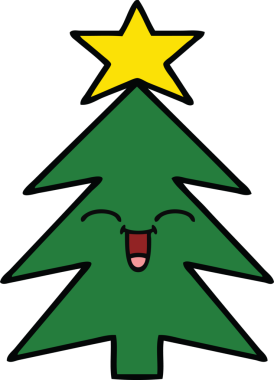 Bir insan tarafından çizilmiş güzel bir Noel ağacı karikatürü.