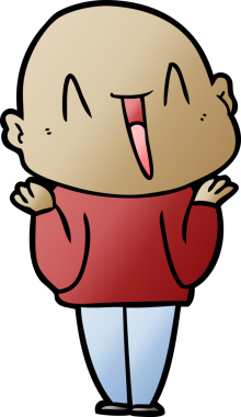 Bir insan tarafından çizilmiş mutlu, kel adam.