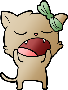 Bir insan tarafından çizilmiş esneyen kedi çizgi filmi.