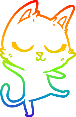 Gökkuşağı gradyan çizgisi bir insan tarafından çizilmiş sakin bir çizgi kedi çizimi