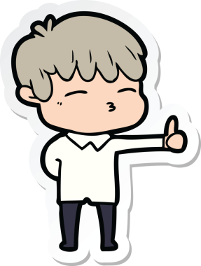 Bir insan tarafından çizilmiş meraklı bir çocuğun çıkartması.