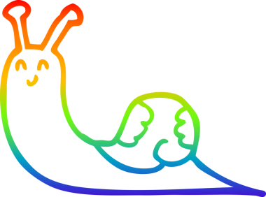 Gökkuşağı gradyan çizgisi bir insan tarafından çizilmiş şirin bir salyangoz çizimi