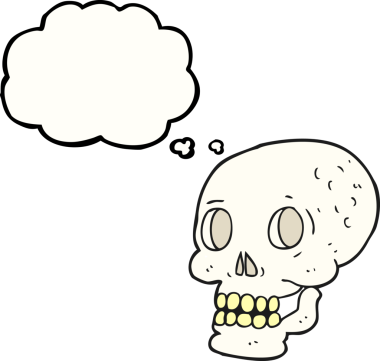 Serbest çizim düşünce baloncuğu bir insan tarafından çizilmiş cadılar bayramı kafatası