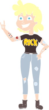 Bir insan tarafından çizilen düz renkli taş kız çizimi