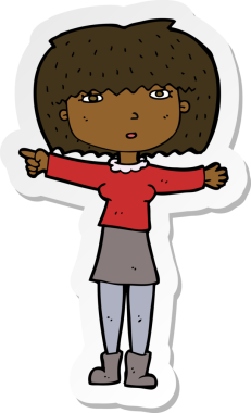 Bir insan tarafından çizilmiş çizgi film kızına ait etiket.