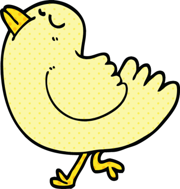 Çizgi roman tarzı kibirli bir kuş bir insan tarafından çizilmiş.