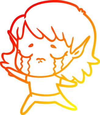 Bir insan tarafından çizilmiş, ağlayan bir elf kızı çizimi.