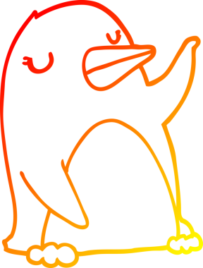 Bir insan tarafından çizilen karikatür pengueninin sıcak çizgi çizimi