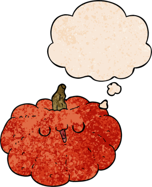 Mutlu çizgi film balkabağı, insan tarafından çizilmiş grunge desenli düşünce balkabağı.