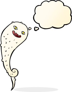 Bir insan tarafından çizilmiş düşünce baloncuklu karikatür hayaleti.