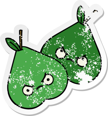 Bir insan tarafından çizilmiş şirin bir armutun sıkıntılı çıkartması.