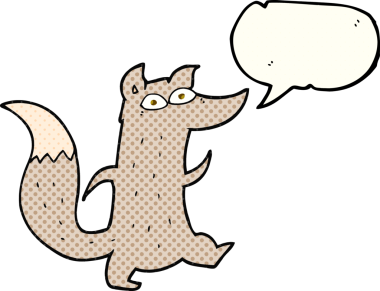 El yazısıyla çizilmiş çizgi roman konuşma balonu. Bir insan tarafından çizilmiş şirin bir kurt.