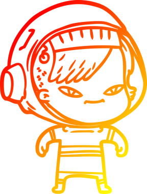 Bir insan tarafından çizilmiş bir astronot kadın çizgi çizimi.