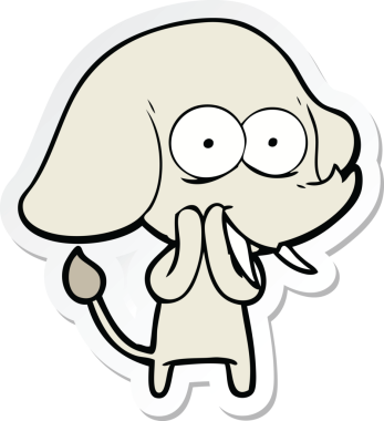 Bir insan tarafından çizilmiş mutlu bir filin çıkartması.