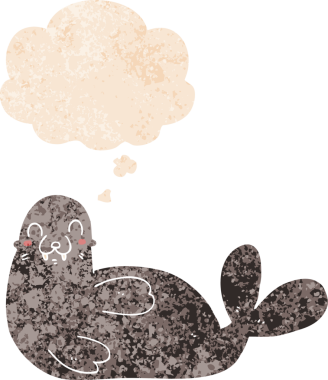 Düşünce baloncuklu karikatür mührü grunge sıkıntılı retro desen bir insan tarafından çizilmiş