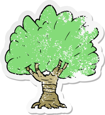 Bir insan tarafından çizilmiş karikatür ağacının sıkıntılı çıkartması.