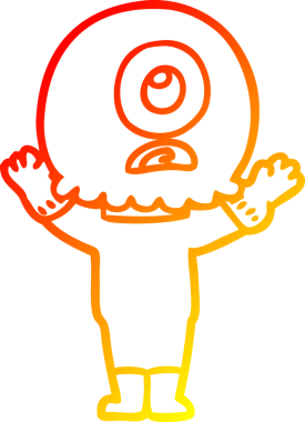 Bir insan tarafından çizilmiş sıcak çizgi çizgi çizimi Kiklops uzaylı uzay adamı