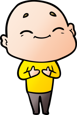 Bir insan tarafından çizilmiş mutlu, kel adam.