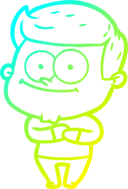 Bir insan tarafından çizilmiş mutlu bir adamın soğuk çizgi çizimi.