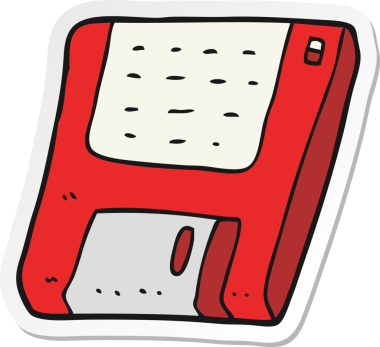 Bir insan tarafından çizilmiş eski bir bilgisayar diskinin etiketi