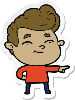 Bir insan tarafından çizilmiş mutlu bir çizgi film karakterinin çıkartması.