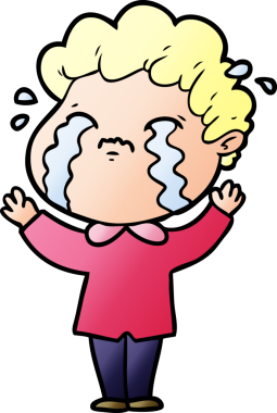 Bir insan tarafından çizilmiş ağlayan çizgi film adamı.