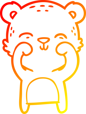 Bir insan tarafından çizilmiş mutlu çizgi film ayısının sıcak çizgi çizimi