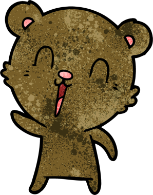 Bir insan tarafından çizilmiş mutlu çizgi film ayısı.