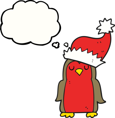 Bir insan tarafından çizilmiş serbest çizim balon karikatür noel robini.