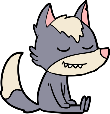 Bir insan tarafından çizilmiş dost canlısı çizgi film kurdu.