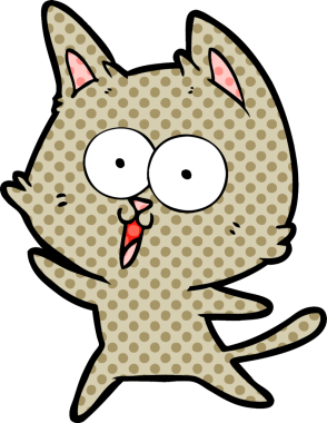 Bir insan tarafından çizilmiş komik çizgi film kedisi.