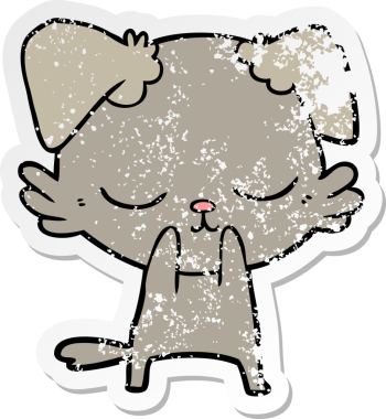 Bir insan tarafından çizilmiş şirin bir köpeğin sıkıntılı çıkartması.