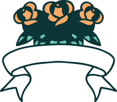 Bir insan tarafından çizilmiş bir buket çiçekli geleneksel dövme.