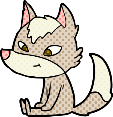 Bir insan tarafından çizilmiş dost canlısı bir kurt.