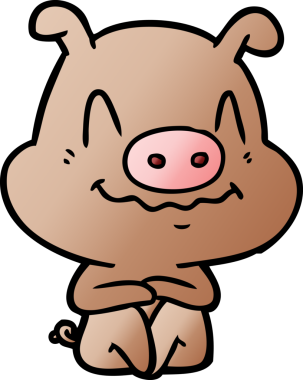 Bir insan tarafından çizilmiş sinirli çizgi film domuzu.