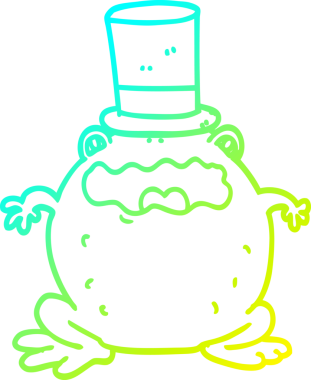 Bir insan tarafından çizilmiş silindir şapkalı bir karakurbağası çizimi.